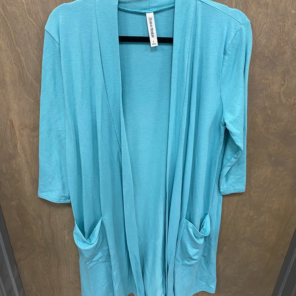 Zenana Outfitters Teal Open Front Tunic